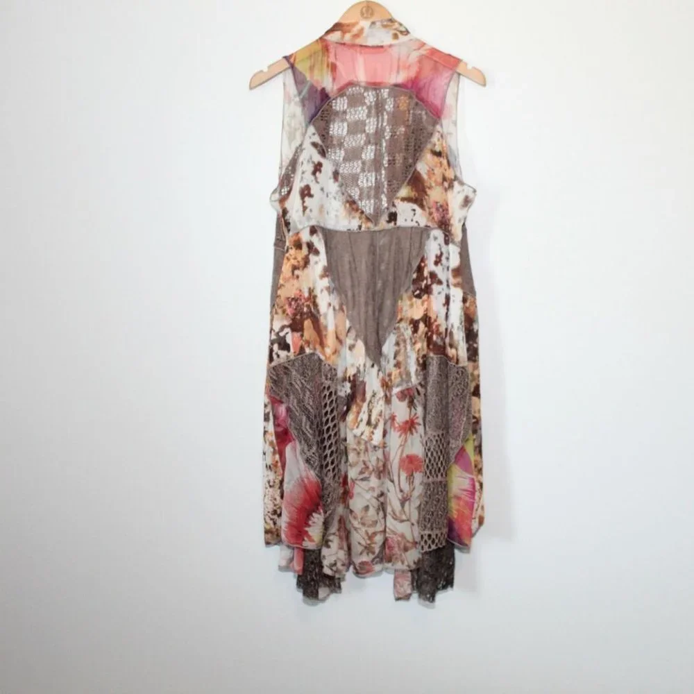 Soft Surroundings Sheer Crochet Adriana Open Vest Brown Women's Size OS H12785 - Picture 10 of 11